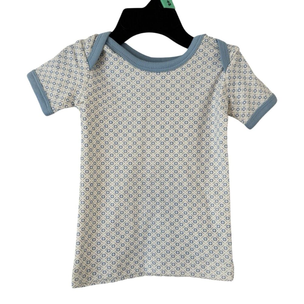 NWT Sapling Blue Geo Print 100% Organic Cotton Blue Short Sleeve Baby Tee 0-3M